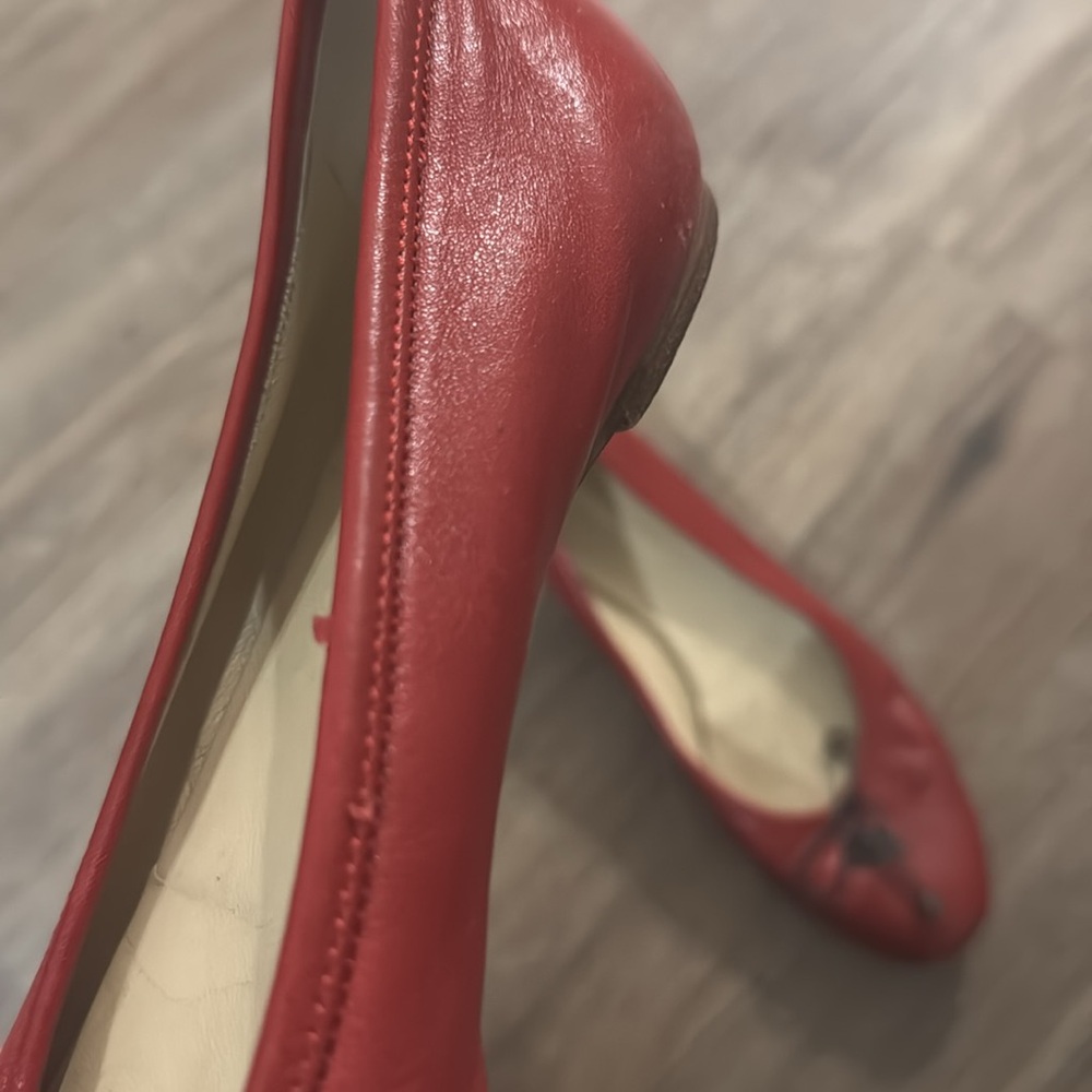 Burberry Red Leather Bow Charm Red Ballet Shoe Women Flats size-8 - Picture 8 of 8